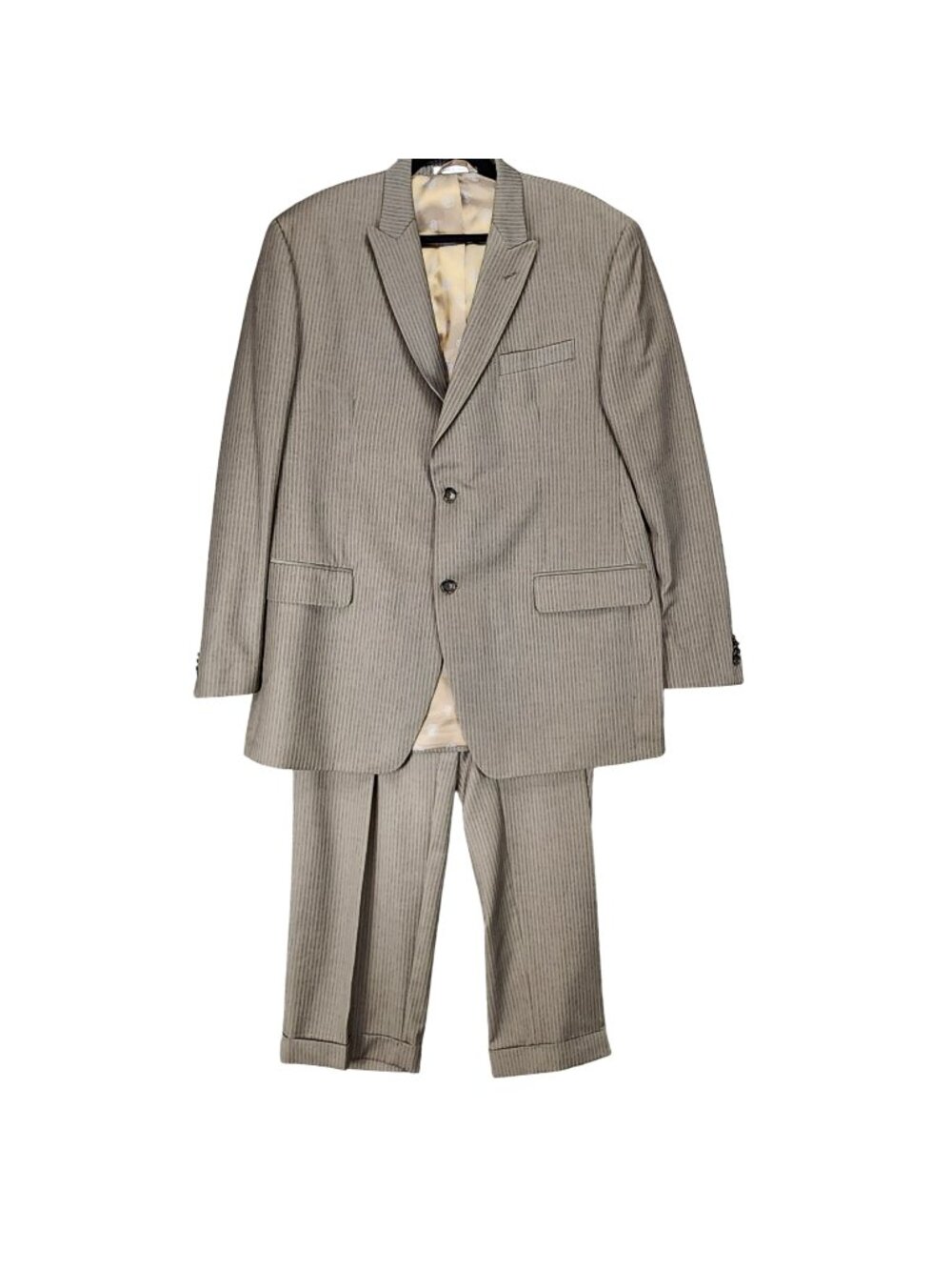 Sean John 2 Piece Suit Mens 44L 38x32 Tan 2 Button Blazer High Rise Pants Set